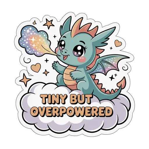 Cute Tiny But Overpowered Dragon Vinyl Sticker