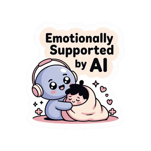 Emotionally Supported by AI Cute Robot Hug Sticker