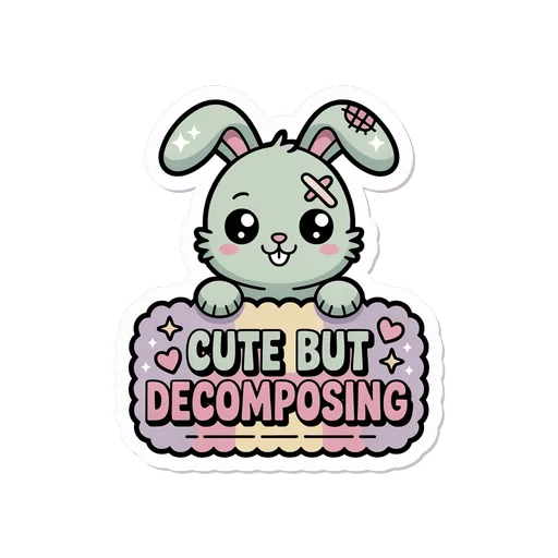 Cute But Decomposing Kawaii Bunny Vinyl Sticker