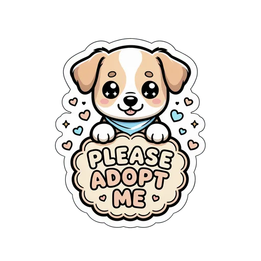 Cute Please Adopt Me Puppy Vinyl Sticker