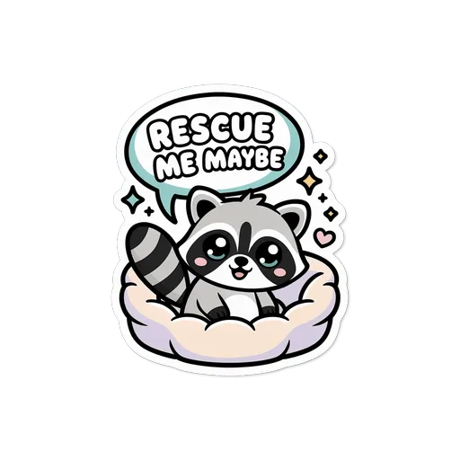 Cute Rescue Me Maybe Raccoon Vinyl Sticker