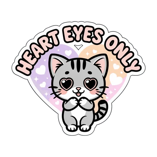 Cute Heart Eyes Kitten Kawaii Vinyl Sticker