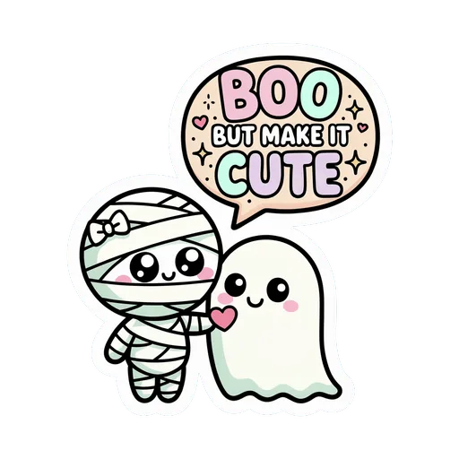 Cute Halloween Ghost and Mummy Boo But Make It Cute Sticker