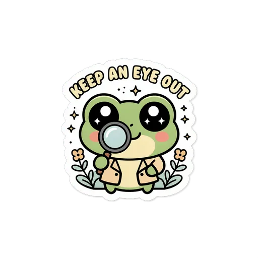 Cute Detective Frog Keep An Eye Out Sticker