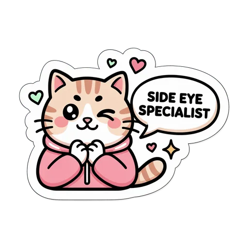 Cute Side Eye Specialist Cat Vinyl Sticker
