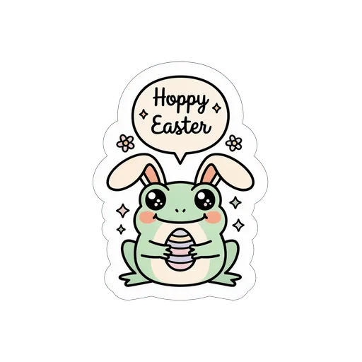 Cute Hoppy Easter Frog Bunny Vinyl Sticker