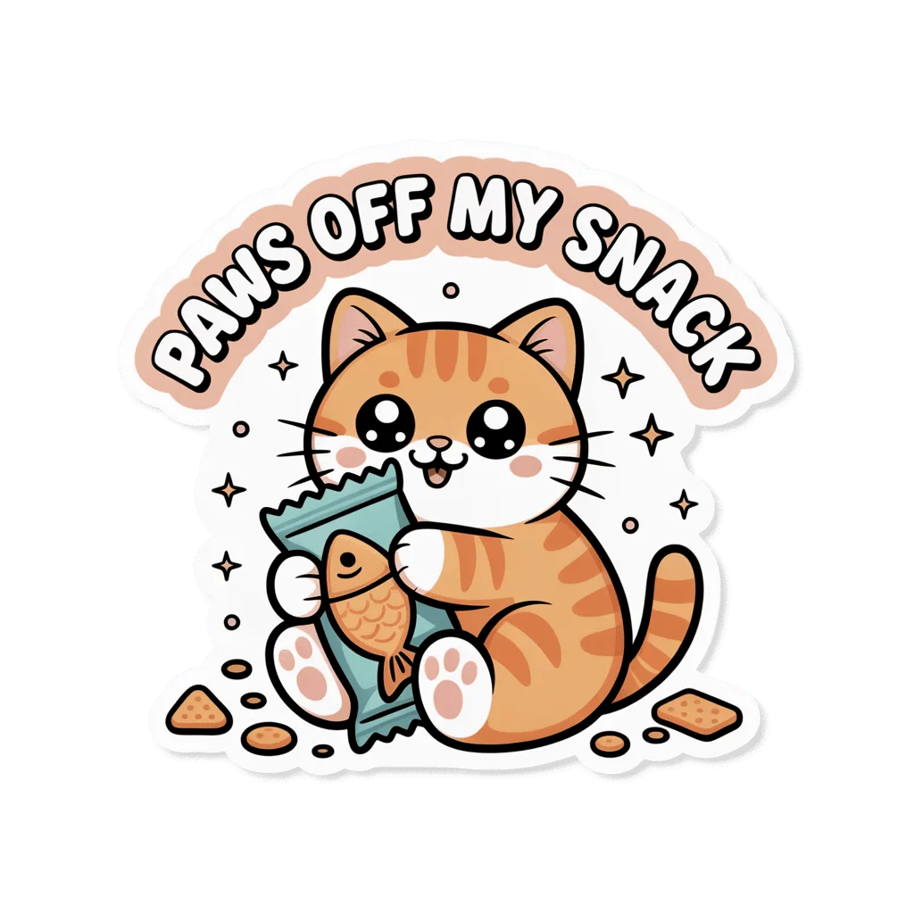 Cute Paws Off My Snack Cat Vinyl Sticker