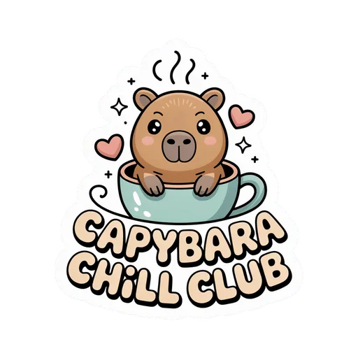 Cute Capybara Chill Club Coffee Cup Sticker