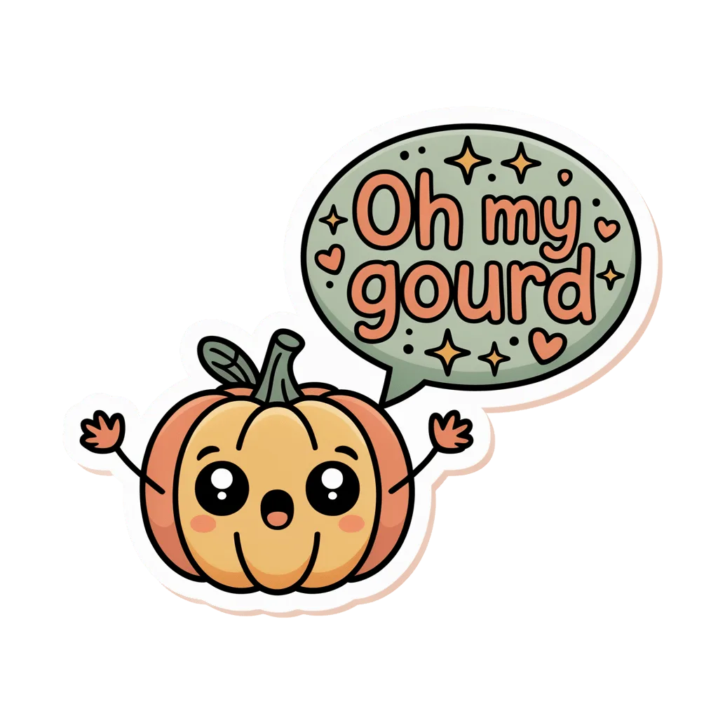 Cute Oh My Gourd Kawaii Pumpkin Vinyl Sticker