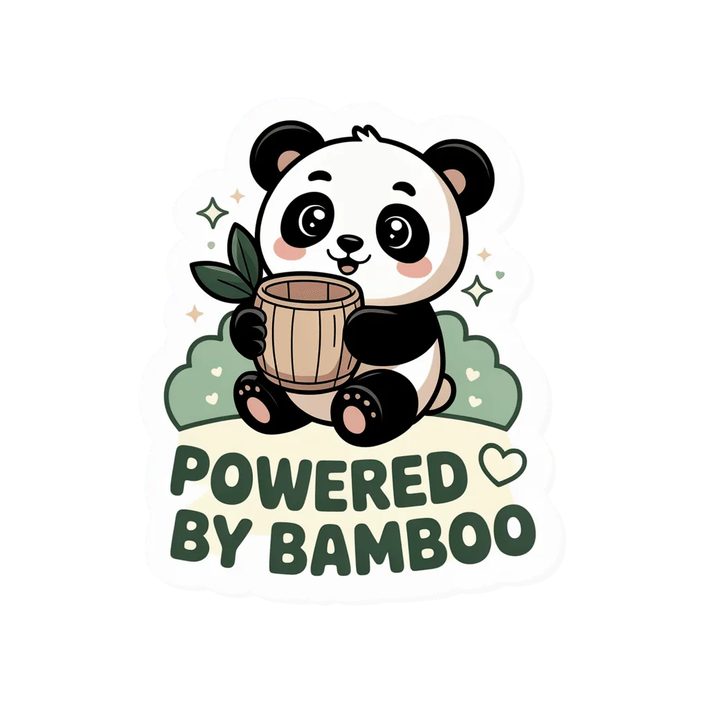 Kawaii Panda Powered By Bamboo Vinyl Sticker