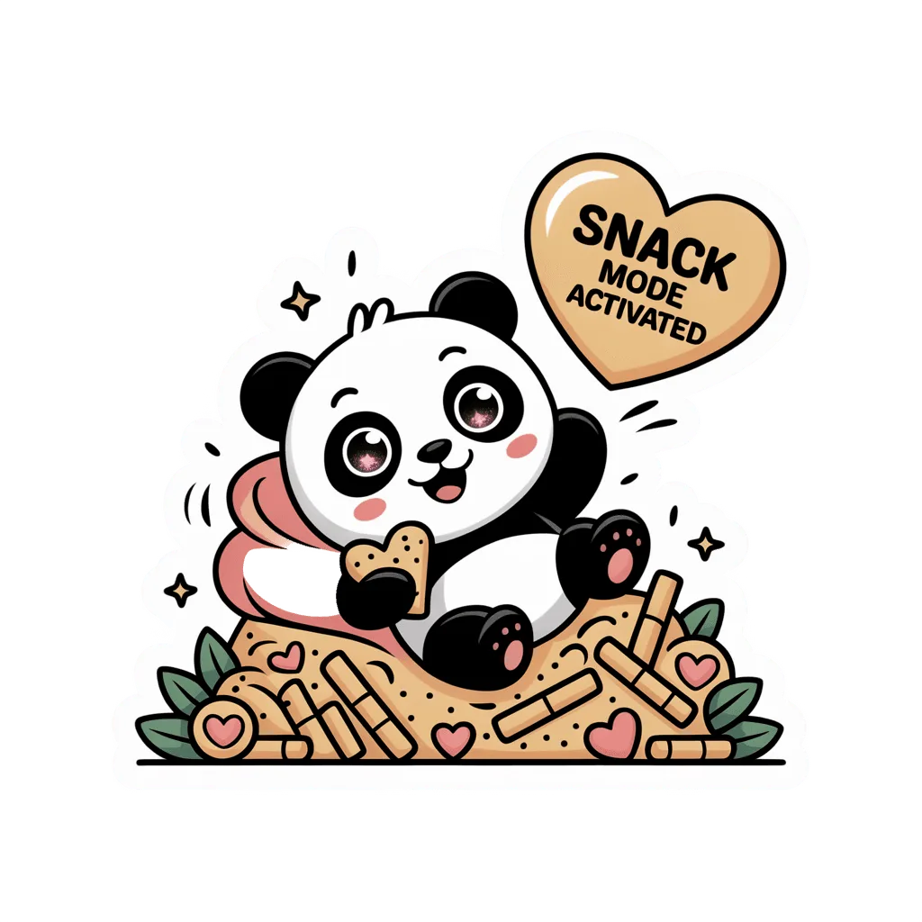 Kawaii Panda Snack Mode Activated Vinyl Sticker