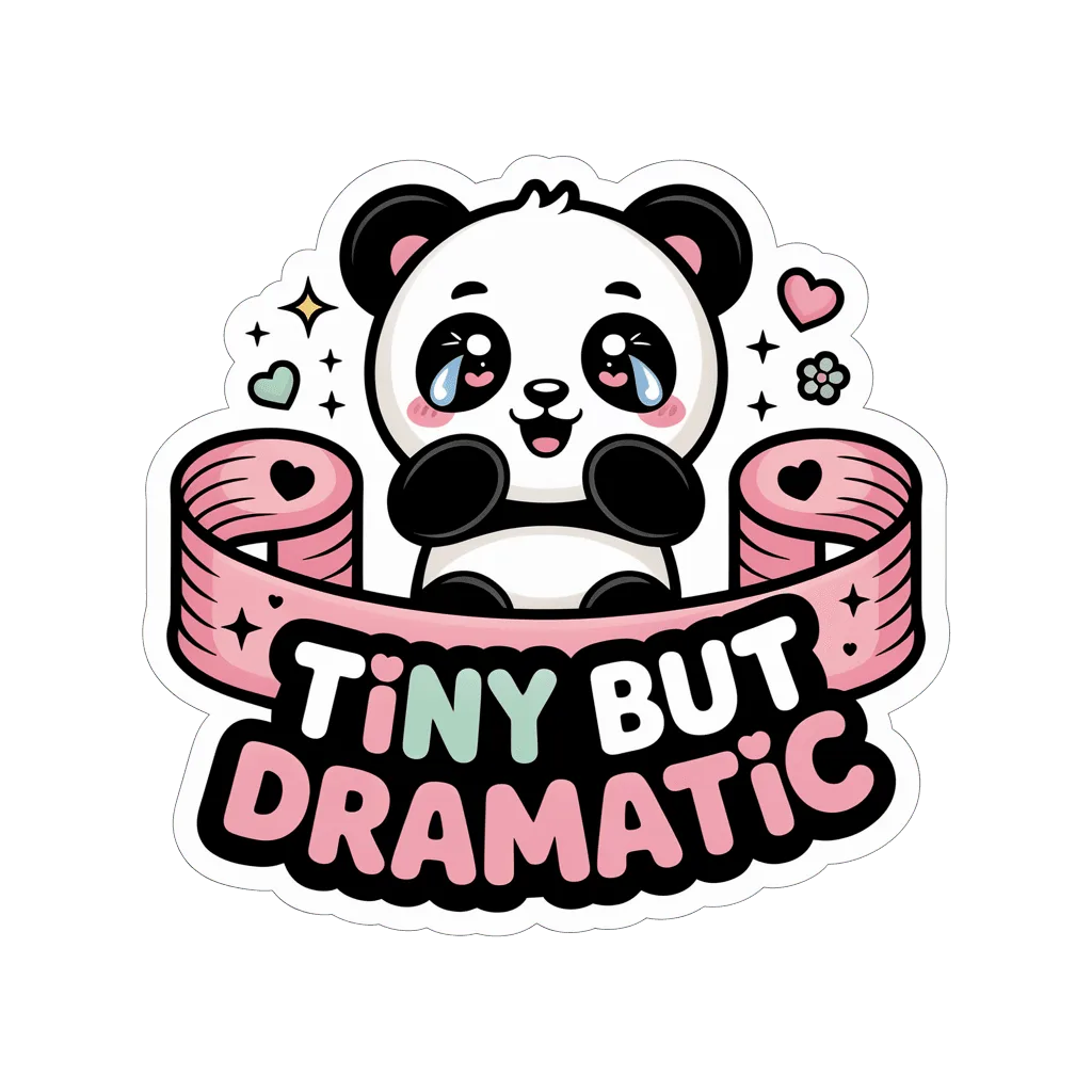 Cute Tiny But Dramatic Panda Kawaii Sticker