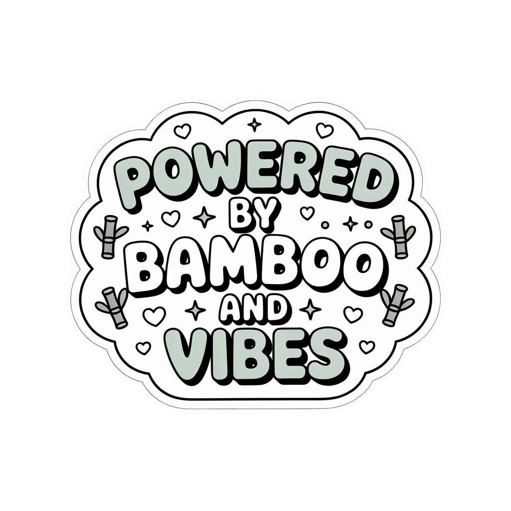 Powered by Bamboo and Vibes Cute Panda Sticker