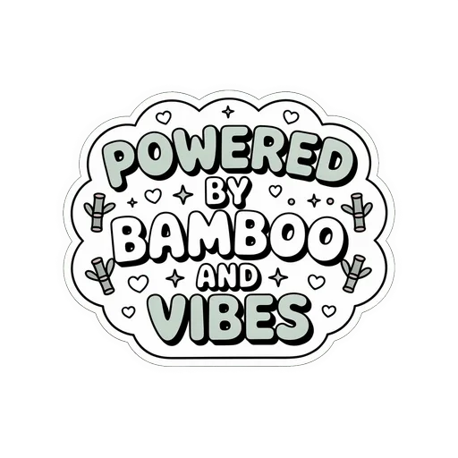 Powered by Bamboo and Vibes Cute Panda Sticker