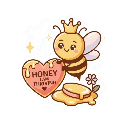 Cute Queen Bee Honey I Am Thriving Vinyl Sticker