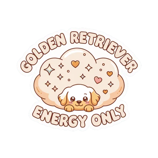 Golden Retriever Energy Only Cute Dog Vinyl Sticker