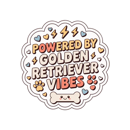 Powered By Golden Retriever Vibes Cute Dog Sticker