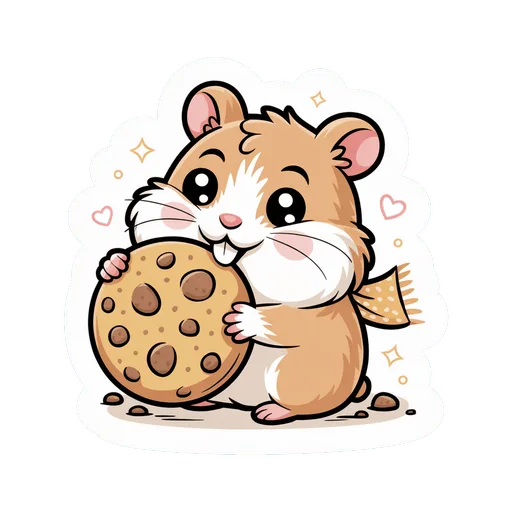 Cute Hamster With Cookie Die Cut Vinyl Sticker