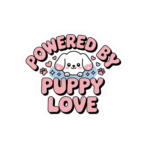 Powered By Puppy Love Cute Dog Quote Sticker