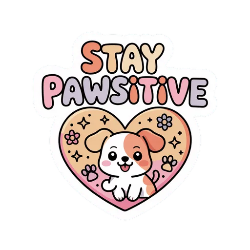 Stay Pawsitive Cute Puppy Heart Vinyl Sticker
