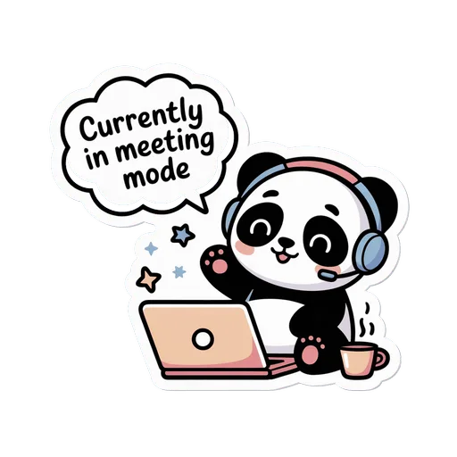 Cute Panda Meeting Mode Laptop Vinyl Sticker