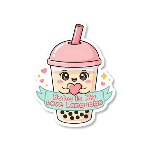 Cute Boba Is My Love Language Vinyl Sticker