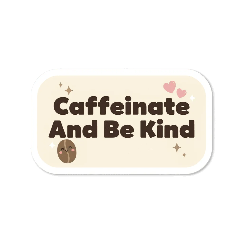 Caffeinate And Be Kind Coffee Quote Sticker