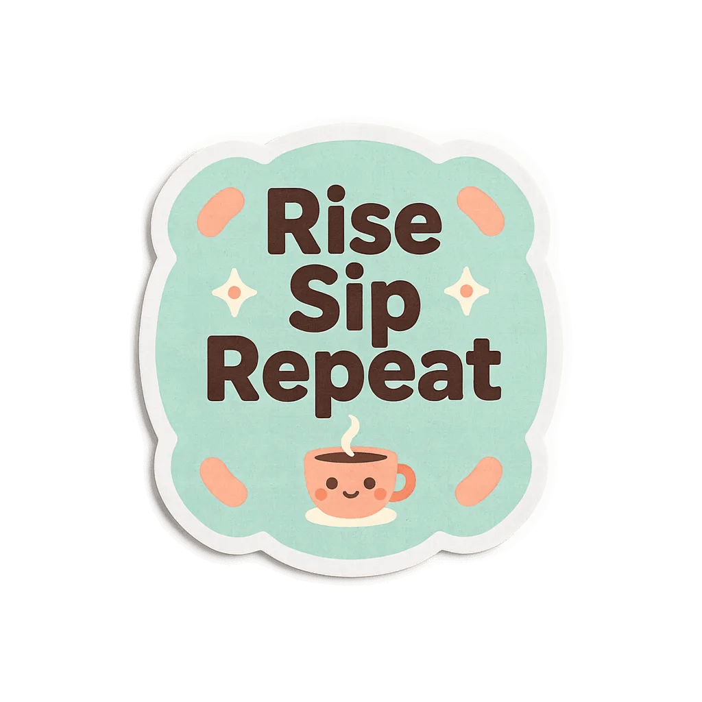Rise Sip Repeat Cute Coffee Quote Sticker