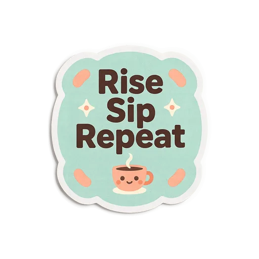 Rise Sip Repeat Cute Coffee Quote Sticker