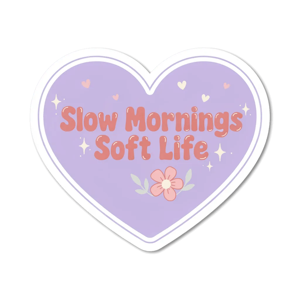 Slow Mornings Soft Life Heart Sticker