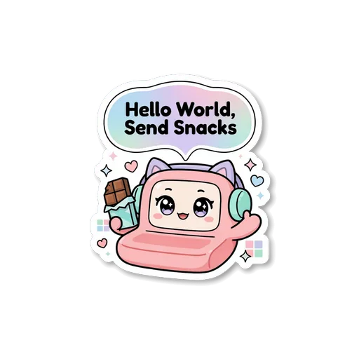 Kawaii Hello World Send Snacks Computer Sticker
