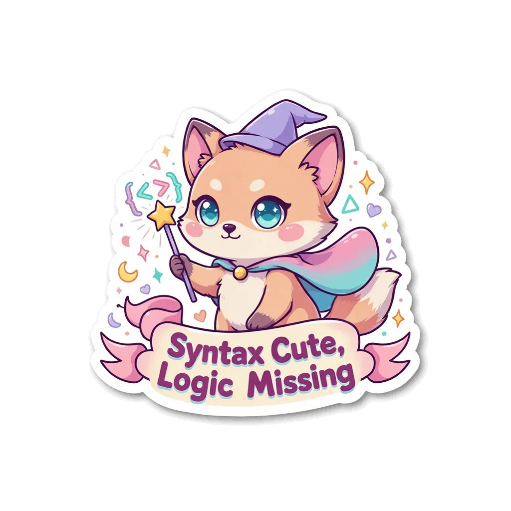 Cute Wizard Fox Coding Pun Vinyl Sticker