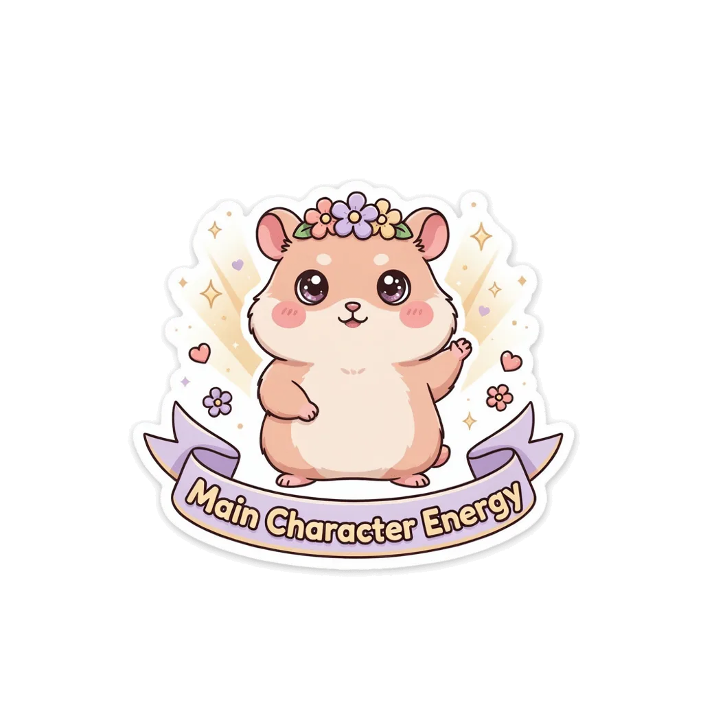 Cute Kawaii Hamster Main Character Energy Sticker