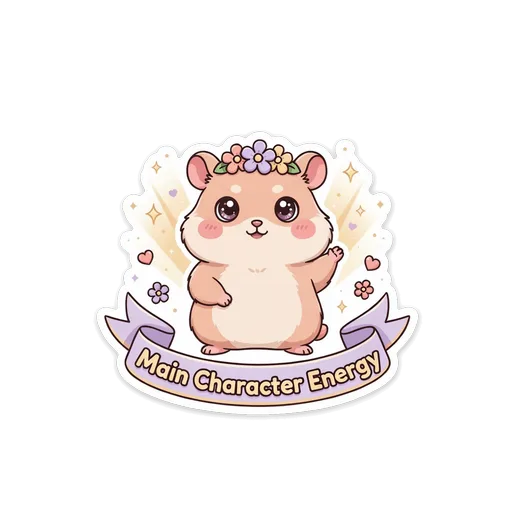 Cute Kawaii Hamster Main Character Energy Sticker