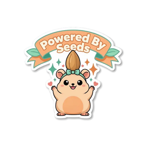 Cute Powered By Seeds Hamster Vinyl Sticker