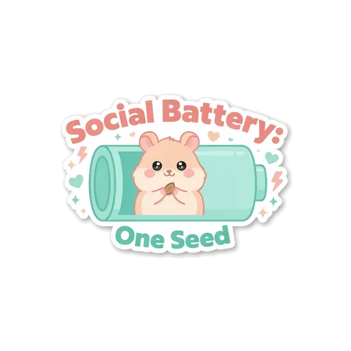 Cute Social Battery One Seed Hamster Vinyl Sticker