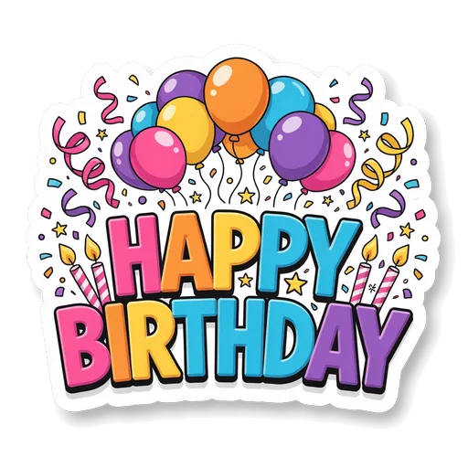 Colorful Happy Birthday Balloons Party Sticker
