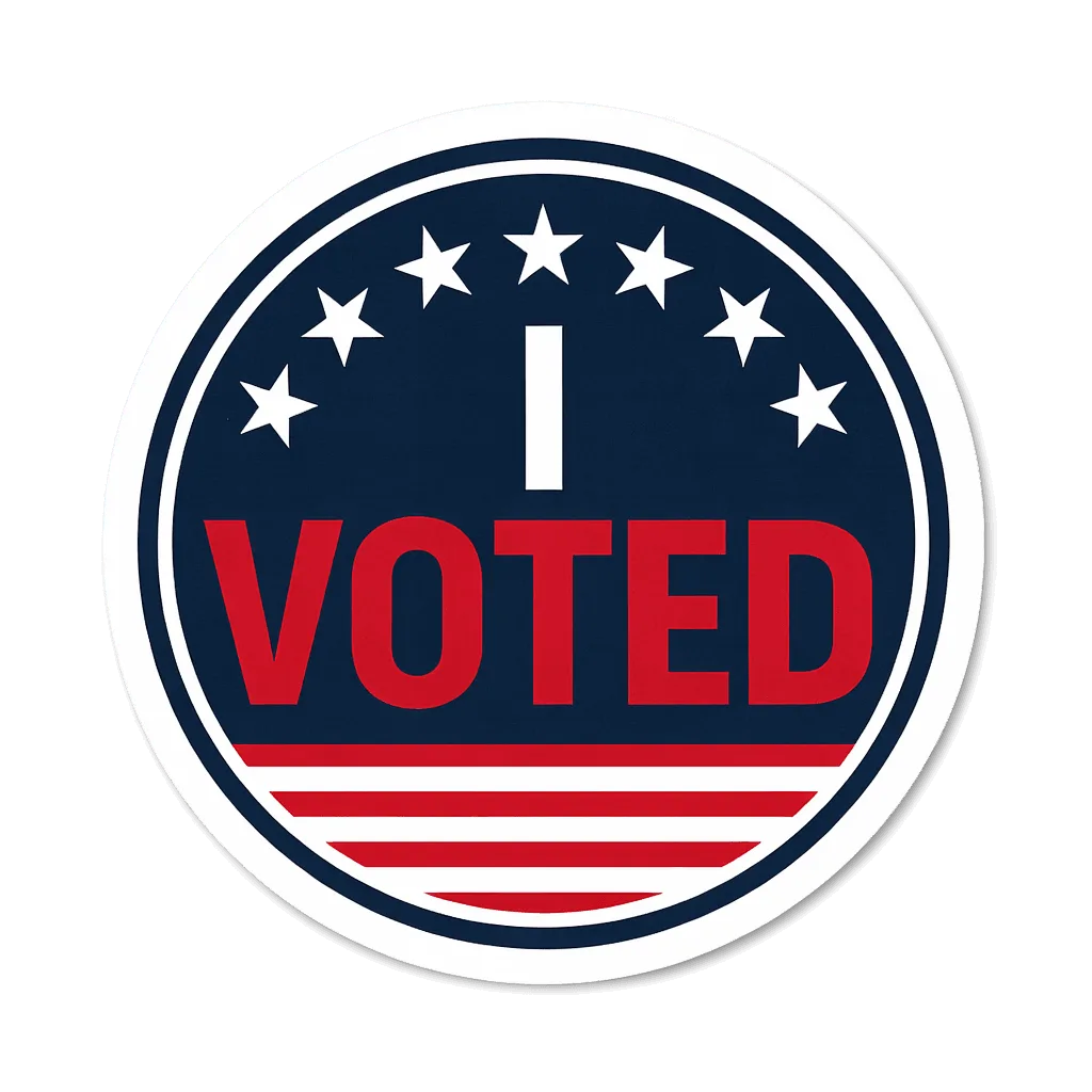 I Voted Patriotic Circle Election Sticker