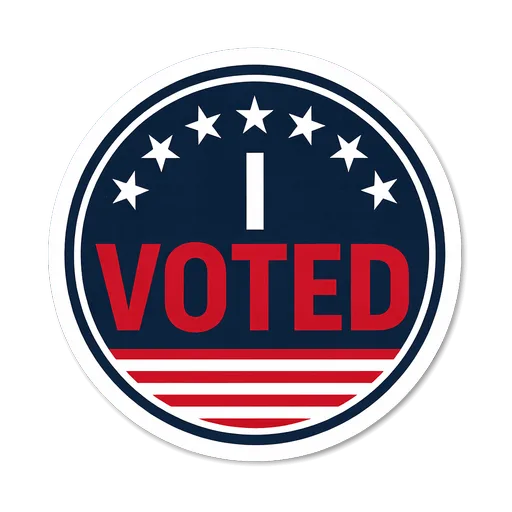 I Voted Patriotic Circle Election Sticker