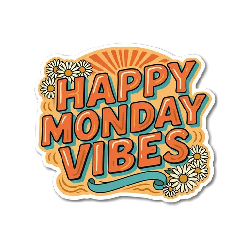 Happy Monday Vibes Retro Daisy Vinyl Sticker