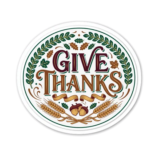 Give Thanks Autumn Harvest Sticker