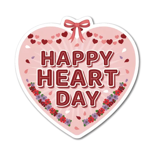 Cute Valentine Heart Sticker - Happy Heart Day Pink Vinyl Decal