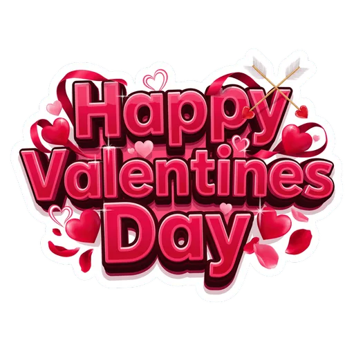 Happy Valentines Day 3D Hearts Vinyl Sticker
