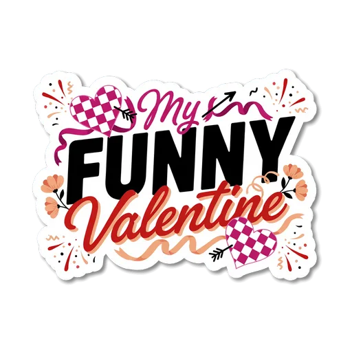 Funny Valentine Hearts Typography Vinyl Sticker