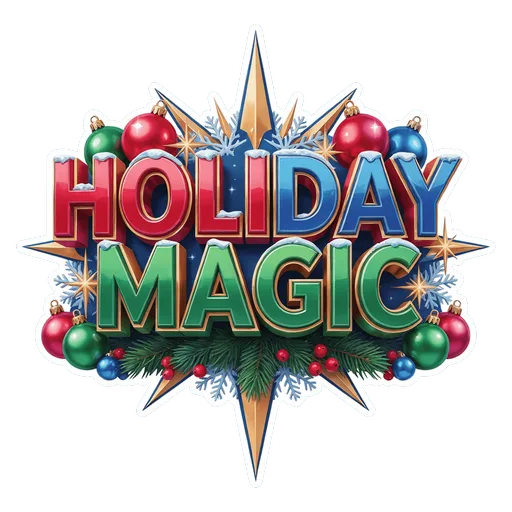 Holiday Magic Christmas Starburst Ornament Sticker