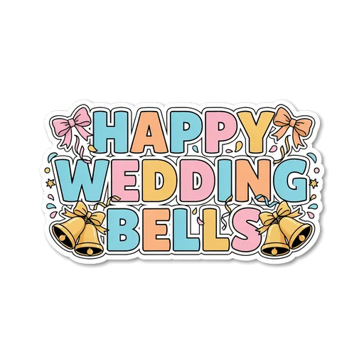 Happy Wedding Bells Pastel Celebration Sticker