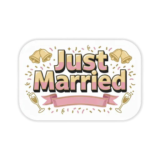 Just Married Wedding Celebration Vinyl Sticker