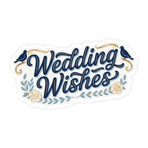 Wedding Wishes Floral Script Vinyl Sticker