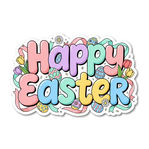 Pastel Happy Easter Vinyl Sticker