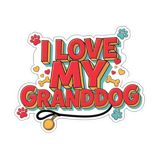 I Love My Granddog Retro Dog Lover Sticker